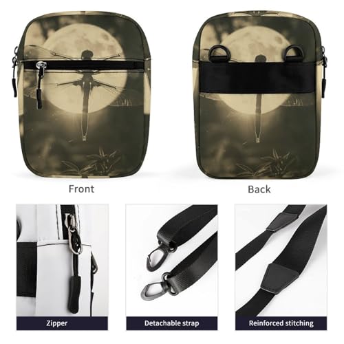 Personalized Small Crossbody Bag Water Resistant Messenger Bags Mini Dragonfly And Moon Printing SlingBag For Men Women3