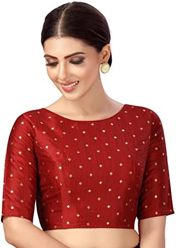 Studio Shringaar Women's Polyester Elbow Length Sleeves Pastel Tie N Dye Print Saree Blouse