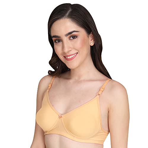 Image of Women Non Padded Bra - Made of Pure Cotton Full Coverage Non Wired Soft Cup for T-Shirt Saree Dress and for Everyday