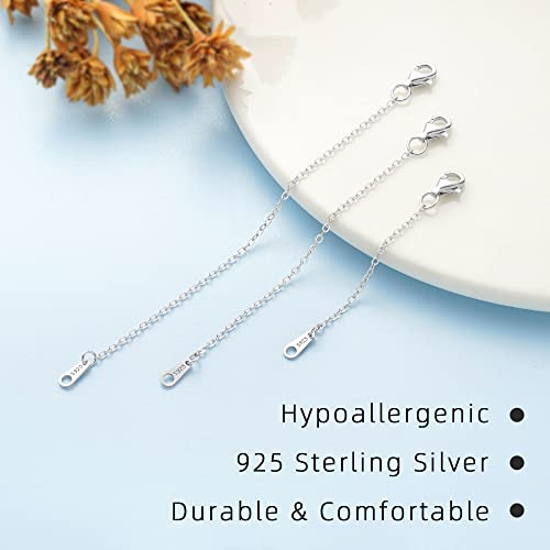 VANBARIS Sterling Silver Necklace Extenders for Women Silver Chain Extension Bracelet Extender Sterling Silver Chain Extenders for Necklaces 3 Piece Set (2, 3, 4 inch) by VANBARIS - Image 8