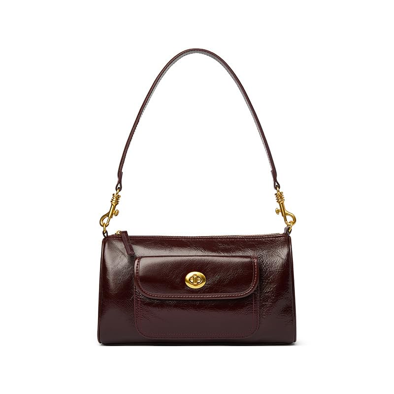 SHESTORY Women's Small Soft Genuine Leather Shoulder Handbag Fashion Crossbody Bags for Lady (Wine)