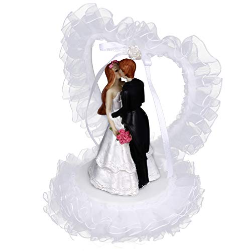 Amosfun Figuras Novios Para Tarta De Boda En Resina Y Gasa DecoracióN Boda CorazóN Adorno Para Pasteles Y Mesa De Postres Novia Y Novio 5.51X4.52X4.52 Pulgadas