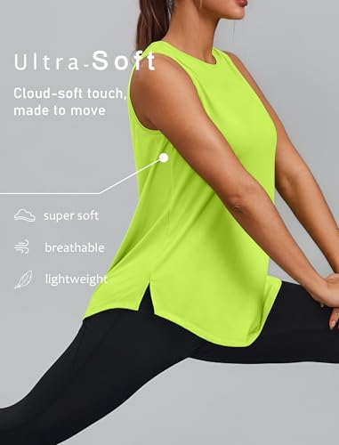 Image of PINSPARK Workout Tank Tops for Women UPF 50+ Side Slits Athletic Gym Shirt