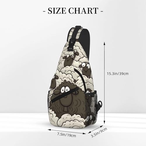 Bolso bandolera negro con diseño de oveja para senderismo miniatura 3
