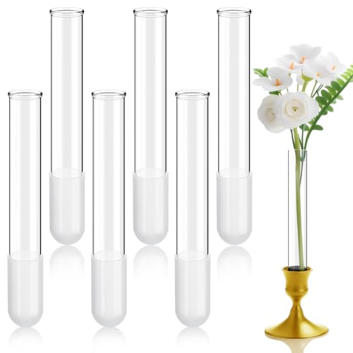 Ninehaoou 6 Pack 5.9 Glass Bud Vase Taper Candle Holders Bud Vase for Flower Candlestick Sizes from 22mm to 27mm Adjustable Designed Specially for Taper Candle Holder for Tablescapes Wedding Decor