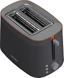 Grundig - TA 5320 Toaster - 7 Bräunungsstufen, 2 Röstfächer - 800 Watt Leistung, Auftau-Funktion, Krümelschublade - Edelstahl-Gehäuse - 20 x 30 x 18 cm - Grau/Terracotta