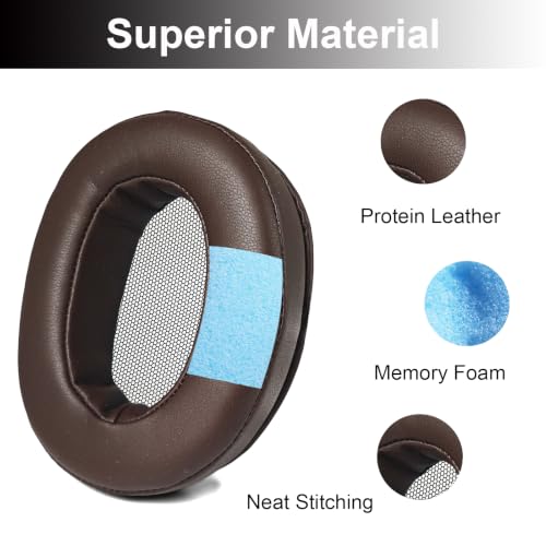 Replacement Ear Pads para Sony MDR-1A/ MDR-1ADAC Auriculares - Marrón | Ajuste para Sony MDR-1A/ MDR-1ADAC/ MDR1A, Cuero Proteico Premium, Almohadillas de Espuma con Memoria, Confort Ajustado, Instalación Fácil miniatura 6