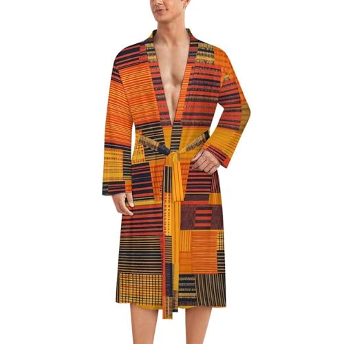 Albornoz Kente para hombre bata de tela africana ligera hasta la rodilla