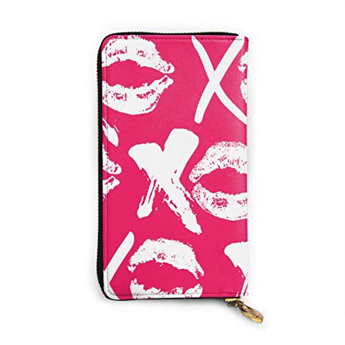 Preisvergleich Produktbild JHGFG Lippenmuster Echtes Leder Geldbörse Lange Damen Geldbörse Handtasche Multi Kartenhalter Organizer Für Frauen Angepasst