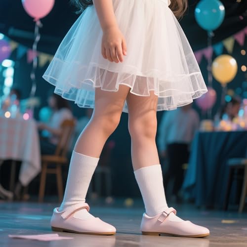 THEE BRON Little Girls Princess Shoes 3-12 Years Ballet Flats Soft Non-Slip Dress Shoes for Wide Feet3