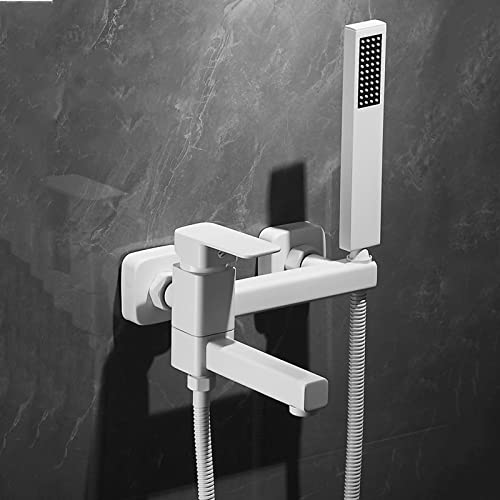 Mitigeur de bain-douche blanc à bec rotatif pour éviter les chocs et optimiser l'espace