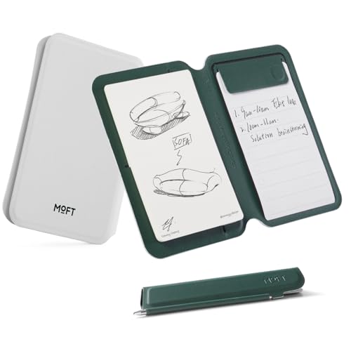 MOFT Magnetic Compatible Note Pad, Notepad & Card Holder with Magnetic Invisible Pen, Compatible with iPhone 16 Series and Other Phones, Two Types of Notepad, Misty Cove + Green Misty Cove +