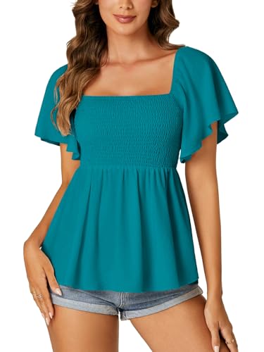 Image of LYANER Women's Square Neck Cute Peplum Top
