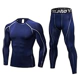 Ropa Termica para Hombre Compression Underwear Mens Thermals Underwear Long Johns for Winter Sports Hunting Cycling Running Gear Navy Blue