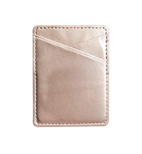 lenoup PU Leather Cell Phone Card Sleeve Holder, Stick On Cell Phone Wallet Phone Pocket for Credit Card, Business Card ID Card(Pink)