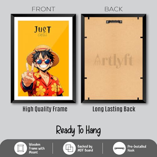 Image of ArtLyft Demon Slayer Anime Wall Frame A4 | Rengoku Quote Poster Frame | Motivational tanjiro - renguko Wall Art | Otaku Room Decor | Anim Lover Gift (Just Chill White Boarder)