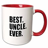 3dRose Best Uncle Ever - Family gifts for relatives and honorary uncles and great uncles - black text 11oz Two-Tone Red Mug