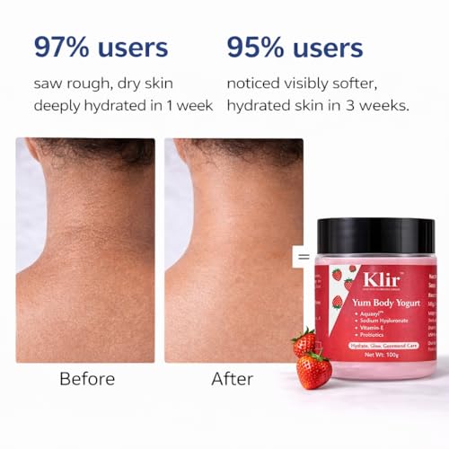Image of Klir Yum Body Yogurt - Probiotic Strawberry Body Lotion with Hyaluronic Acid & Vitamin E - 100gm