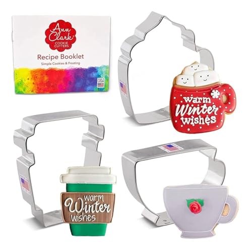 Ann Clark クッキーカッター 3ピース コーヒー/ティーカップ クッキーカッターセット レシピブックレット コーヒーマグ ラテカップ ティーカップ（Amazon）
