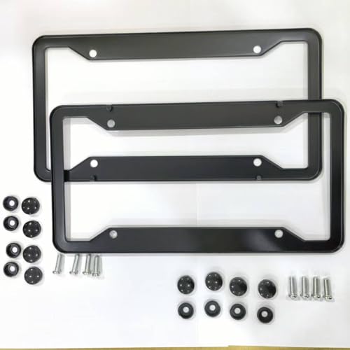 Black License Plate Frame,Universal Aluminum Tag Frame for Front and Rear Car Tags,Number Plate Frame Holder for Men, 2 Packs