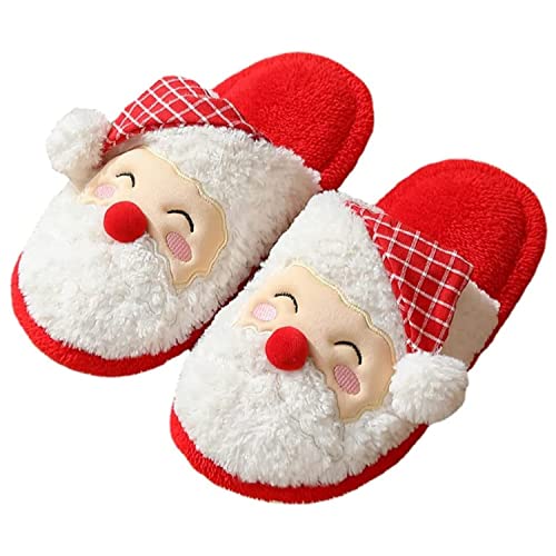 BIERDAN Chaussons du Père Noël, Chaussons en Peluche à Fond Mou avec Un Visage Souriant, Chaussons de Vacances, Chaussons de Noël, Chaussons de Père Noël en 3D Cover