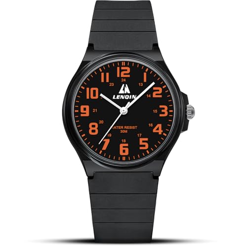 LN LENQIN Orologio da uomo al quarzo analogico, impermeabile 30 metri, con cinturino in silicone alla moda orologi uomo