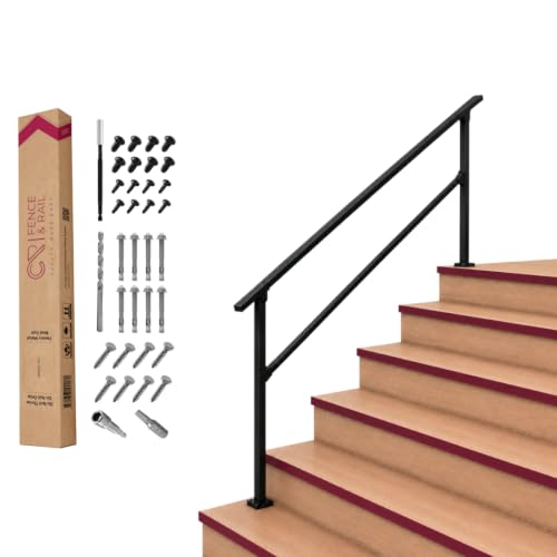 CR Fence & Rail Handrails for Outdoor Steps & Indoor Stair Railing Kit, 5-6 Steps Safety Hand Rail for Porch & Deck