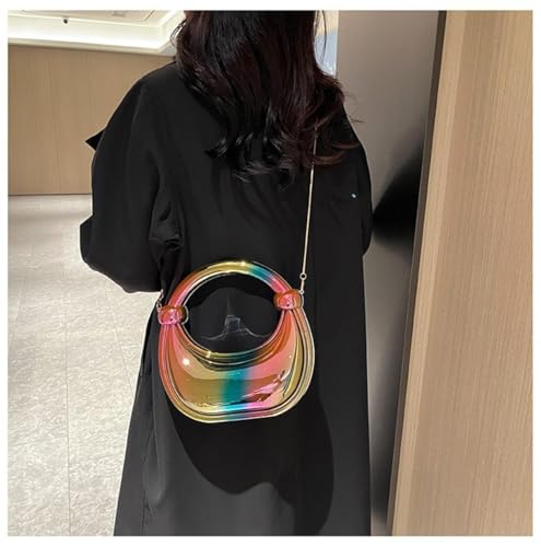 Image of Acrylic Evening Clutch Purse Top-handle Moon Hobo Bag, Elegant Marble Handbag for Wedding Cocktail Party