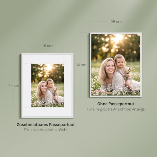 WOLTU Bilderrahmen 28x35, 3er set, Kunststoff Fotorahmen mit Passepartout – Ansicht 2