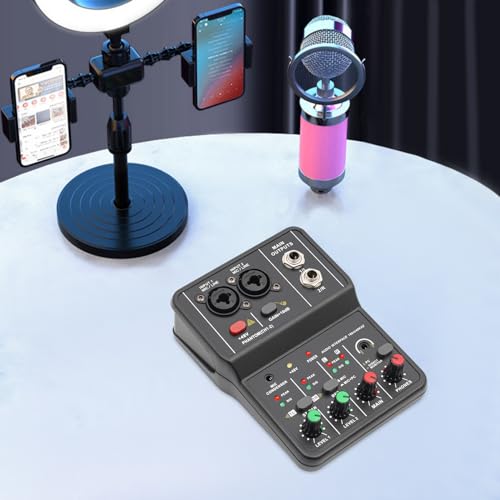 Mixing Console, 48V Phantom Power Stereo Interface Professional Audio Mixer DJ Sound Effects Board Mixing Console Board for Music Studio Recording, Home KTV, Bars (2 Channel)