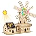 STEM Solarbetriebenes 3D Holzpuzzle - DIY Windmühlenhaus Bausatz,Wissenschaftliches Lernspiel für Kinder 8-15 & Erwachsene,Kreatives Modellbauprojekt,Klare Anleitung auf Deutsch.