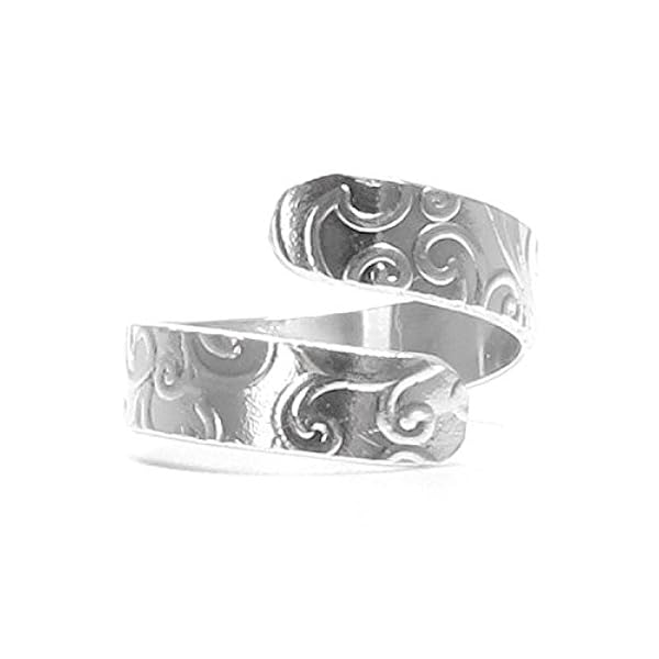 Anillo de plata de ley con textura, ajustable, con sello distintivo