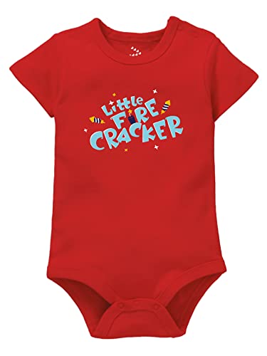 Image of Zeezeezoo Little Fire Cracker Red Baby Onesie Bodysuit Romper 100% Cotton