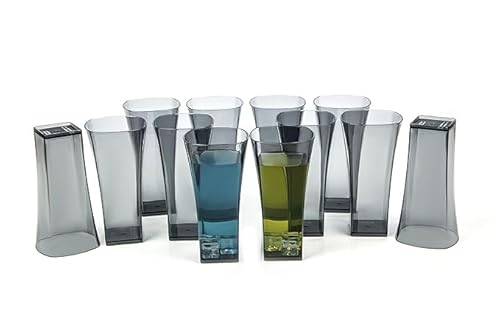 FLYUP Premium Drinking Glasses Set – Pcs Transparent Glassware | Stylish Tapered Glass Tumblers for Water, Juice & Cocktails | Modern Everyday Drinkware for Home & Commercial Use (Black, Pack of 12)