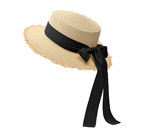RYZGOJV Breathable Women Summer Sun-Hat Outdoor UV Protection Cap Hat Beach Summer Fishing Hat for Girl Large-Beige+Black