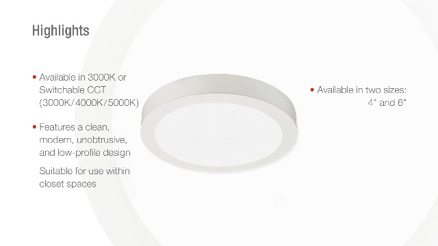 Image of Juno Slim Basics 4 Inch LED Ceiling Light, Low Profile Surface Mount Downlight for Shower or Closet Lighting, 3000K /4000K /5000K Selectable White Light, Edged Trim, Wet Rated, Matte White, 6 Pack