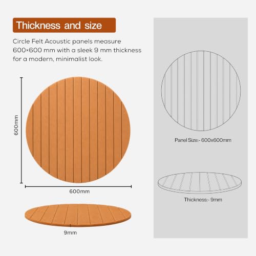 Image of MMT Acoustix Circle Felt Acoustic Wall Panel | Sound Proofing for Room |Premium Acoustic Panel |Pin Board for Wall |Sound Absorbing Panels | Circle Felt Acoustic Wall Panel |Camel| 60 x 60 cm | 2 Pcs