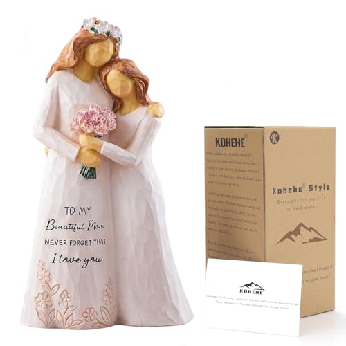 Kohehe Gifts for Mom, Mom Birthday Gifts from Daughter, 5.5' Handmade Mother Daughter Figurine,...