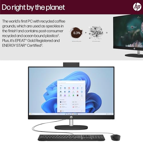 Image of HP 27'' Touchscreen All in One Desktop Computer, FHD IPS Eye Care Display, Intel 12-Core Ultra 7, Adjustable Height, 32GB DDR5, 2TB SSD, Win 11 Pro, Jet Black, Accessories