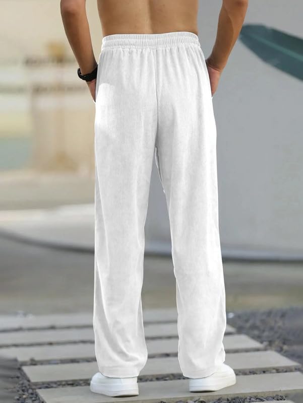 Paralians Pantaloni sportivi da uomo in poliestere, vestibilità dritta, vita flessibile, vita media, elasticizzati, per sport, palestra e abbigliamento casual