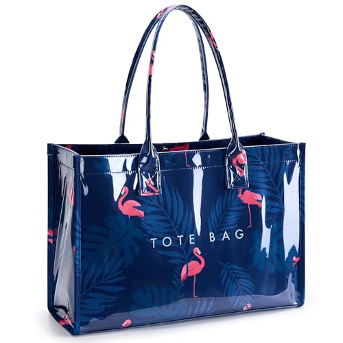 Image of KALIDI PVC Tote Bag Women's Kraft Paper Work Handbags Purses with Top Handle