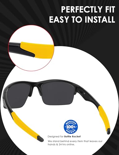 Image of BLAZERBUCK Replacement Temple Sleeves Ear Socks for Oakley Bottle Rocket OO9164 Sunglass - Yellow