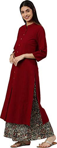 Image of Yash Gallery Womens Cotton Kalamkari Print Kurta Palazzo Set Ethnic Wear