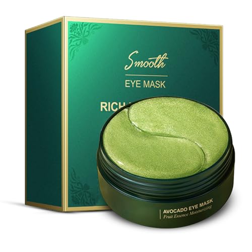 Mascarilla para ojos de aguacate, mascarilla hidratante de colágeno para bolsas de ojos con aguacate, para ojeras e hinchazón, hidratante y mejora la sequedad de la piel de los ojos