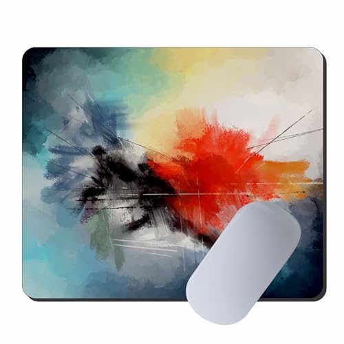 Image of My Print Shop Abstract Watercolor Mouse Pad 9 x 7.5 Inch (23 x 19 cm) | Artistic Paint Splash Design | Non-Slip Rubber Base | Smooth Surface | 3mm Thick Mouse Pad for Office, Home & Study