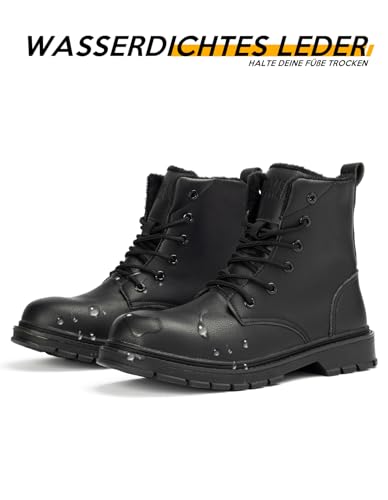 PAMEILA Winterschuhe Damen Wasserdicht Winterstiefel Herren mit Warm Gefüttert Schneeschuhe Rutschfest Wanderschuhe Trekkingschuhe Winter Outdoor Schneestiefel Winterboot Schwarz 235