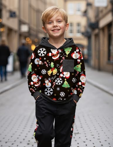 Image of Boys Clothes Fall Winter Outfits Camouflage Long Sleeve Hoodie and Pants 2PC Kids Clothes Boys for 5-14 Years