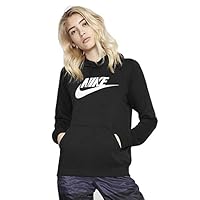 Nike Women's Sportswear Essential Fleece GX Hoodie, Medium, Black/White