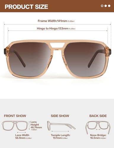 Image of BIRCEN Mens Acetate Polarized Sunglasses: Retro Square Sun Glasses UV400 Protection Anti-Glare Shades for Driving Travel