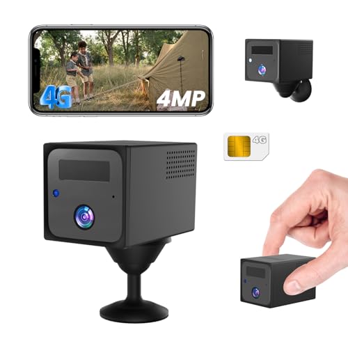 Camara Vigilancia SIM, UCOCARE 4G LTE Videovigilancia sin Internet con Tarjeta SIM, 4MP Mini Camara Vigilancia sin WiFi, Bateria 5200mAh, Detección Movimiento, Visión 160°, 4MP Vision Nocturna